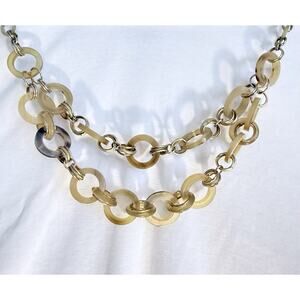 Chico’s 2 Strand Acrylic Disc Link Necklace Gold Tone 19–23” Lobster